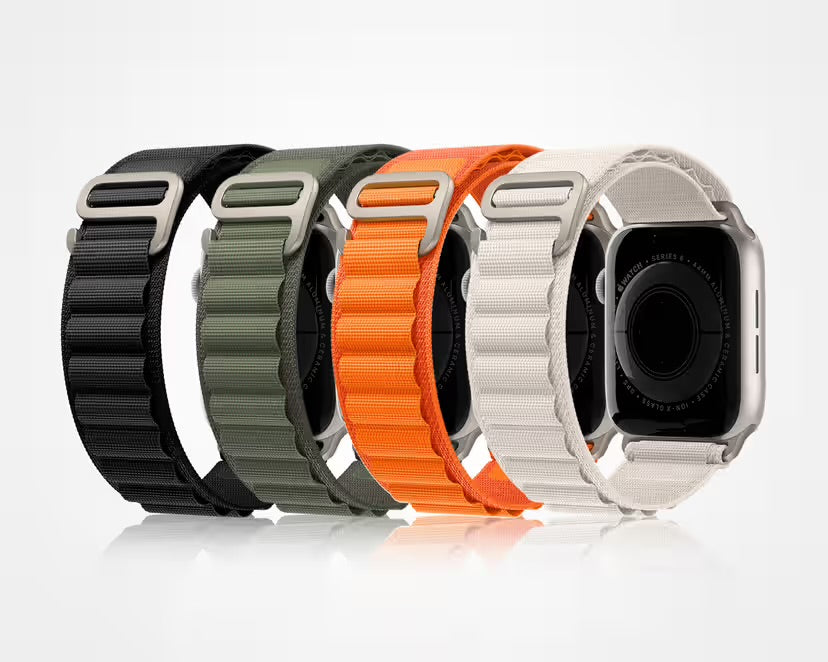 Alpine Apple Watch Band| ultra 2 band 49mm, Series 10 46mm, 9|8|7 45mm, SE2|SE|6|5|4 44mm, 3|2|1 42mm (Black),(silver)