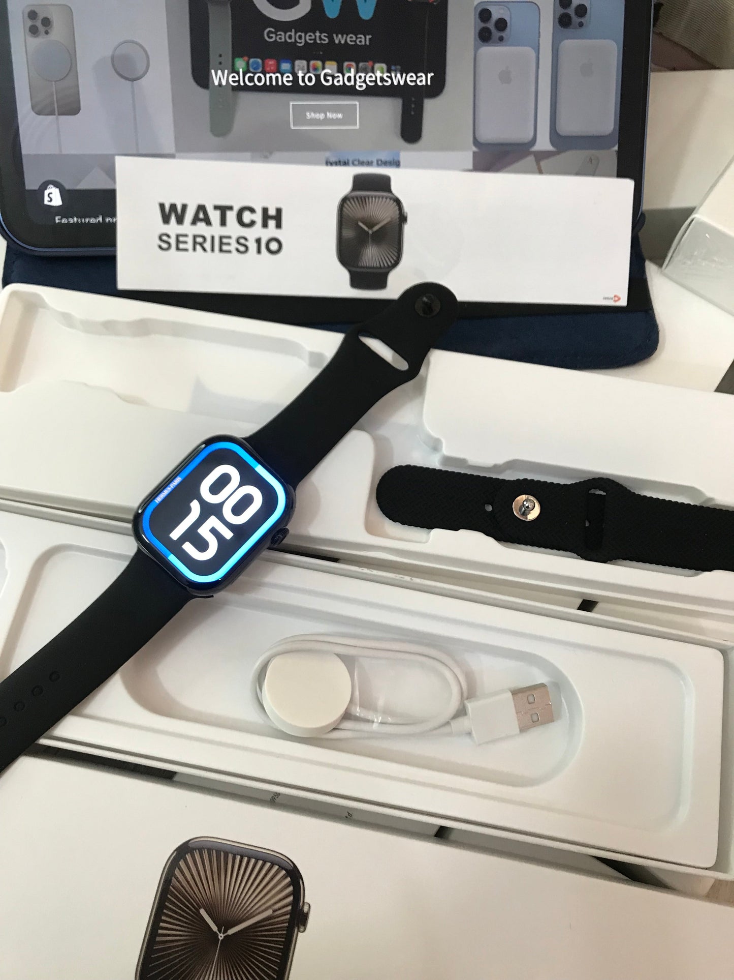 Apple series 10 watch With 2 strep and watch wireless charger with (1 year warranty)